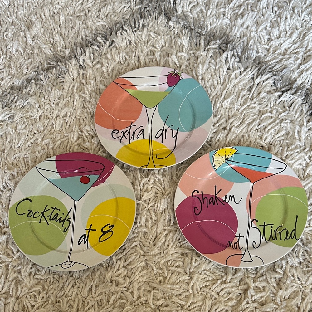 Vibrant Cocktail Plate Trio 8 Inch